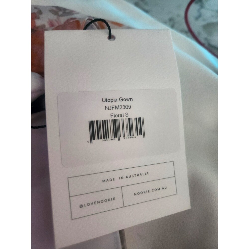 NOOKIE REVOLVE One Shoulder Floral Gown High Slit LUXE Satin Small NWT $359 - Picture 4 of 4